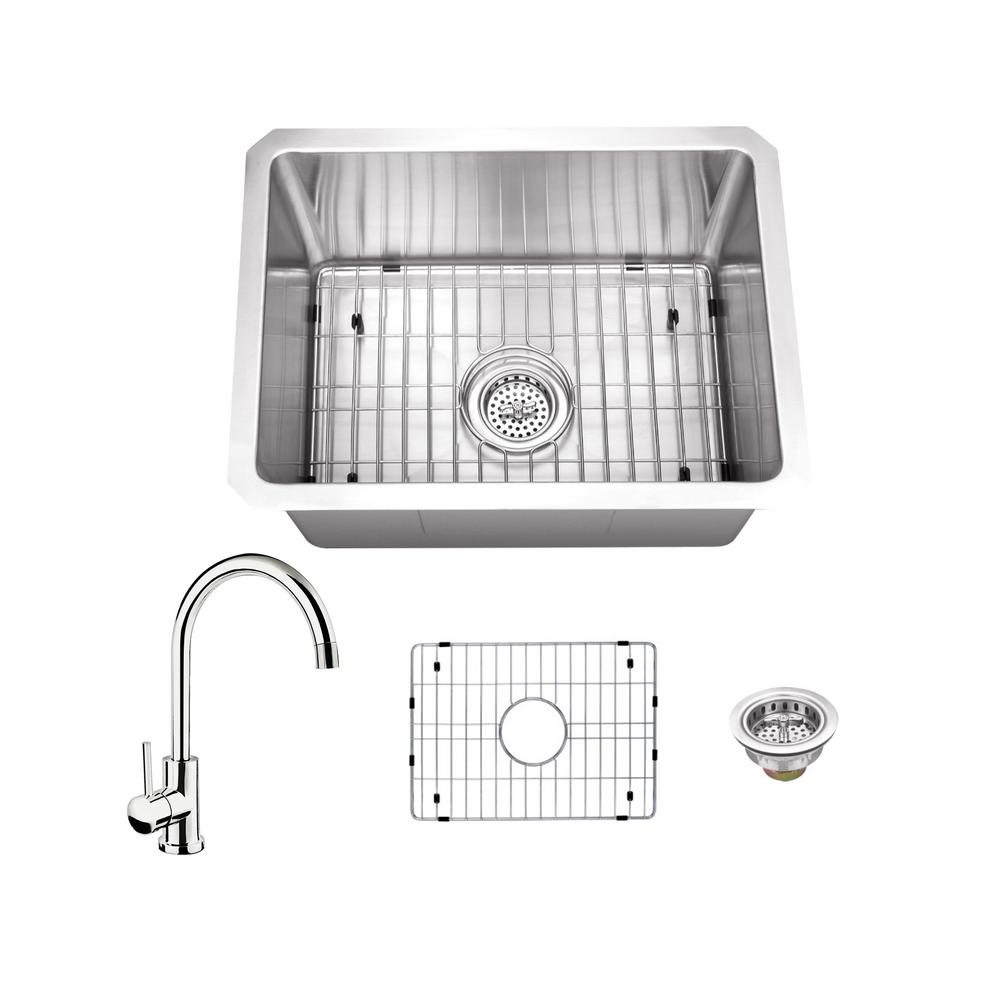 Ipt Sink Company All In One Undermount Stainless Steel 20 Single Ipt Sink Company All In One Undermount Stainless Steel 20 Single Bowl Kitchen With Polished Chrome Faucet