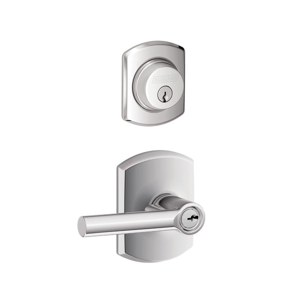 Schlage Greenwich Bright Chrome Single Cylinder Deadbolt with Broadway Entry... by Schlage