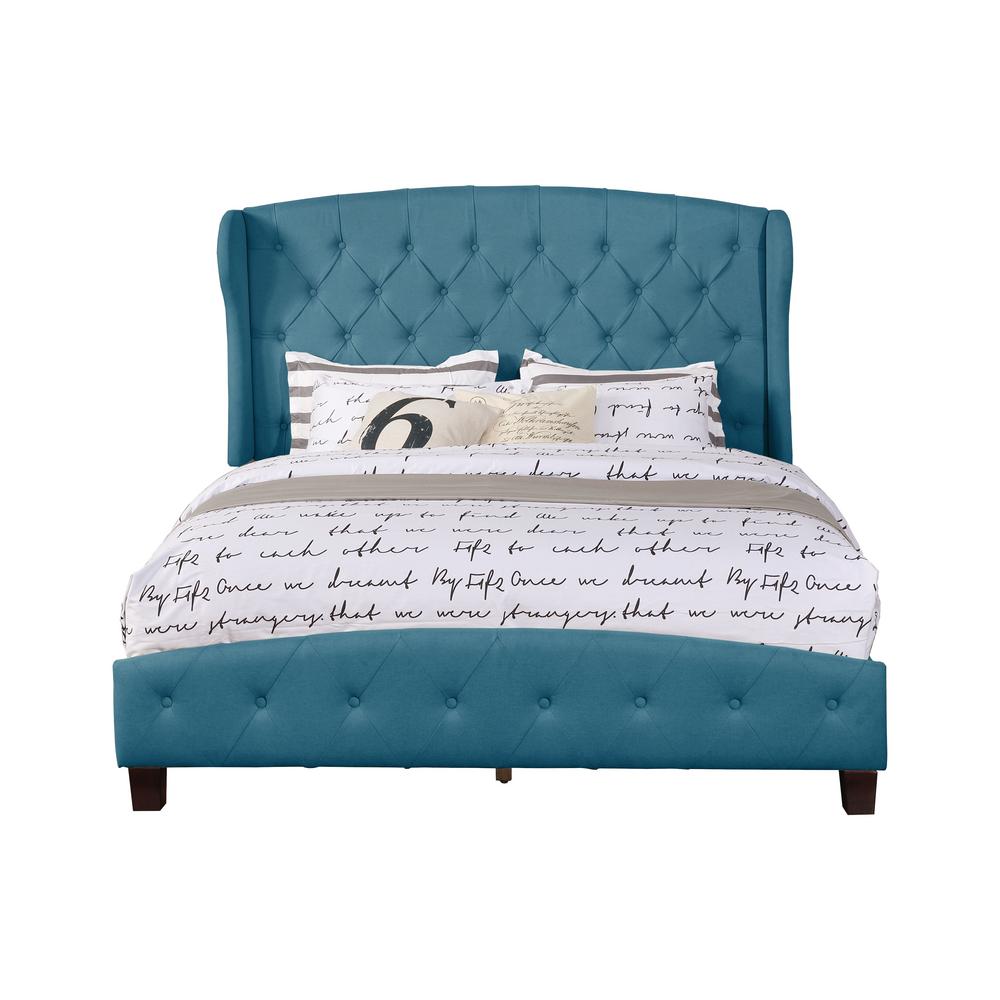 Blue Queen Size Upholstered Shelter Bed 55012 83bl The Home Depot Internet 307663992 Blue Queen Size Upholstered Shelter Bed