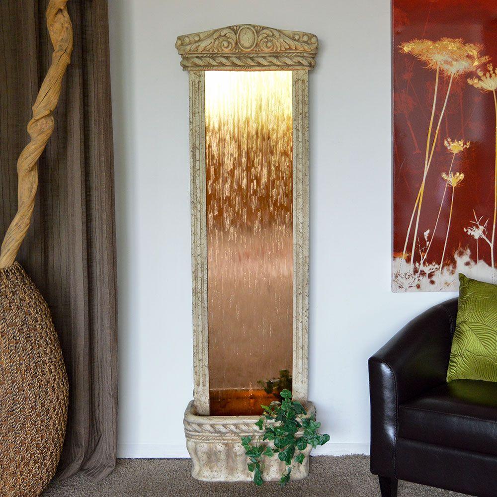 Bluworld Of Water 6 Ft Garden Floor Fountain In Ancient Stone Frame And Bronze Mirror