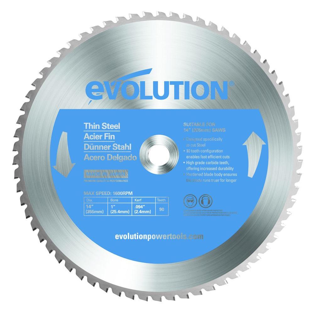 Evolution Power Tools 14 In 90 Teeth Thin Steel Cutting Saw Blade 14bladets The Home Depot 