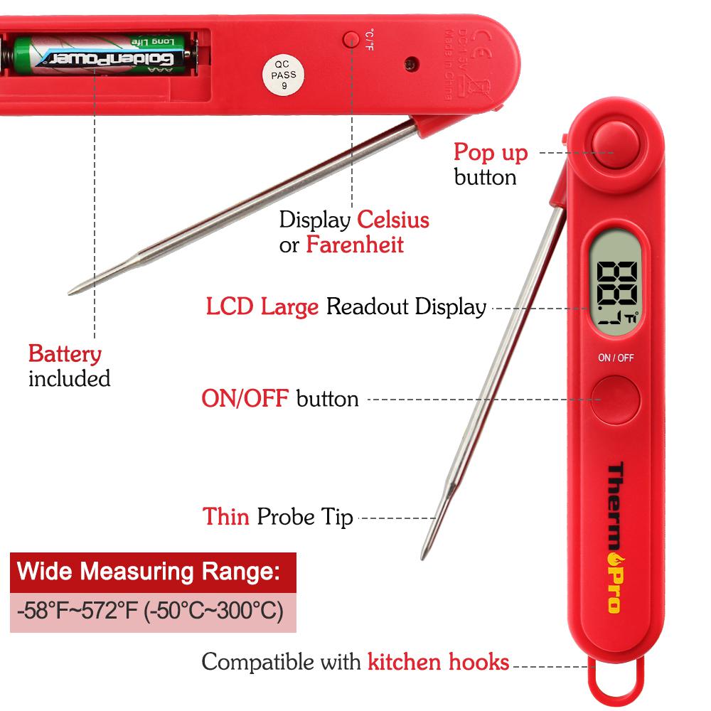 Instant Read Digital Food Meat Thermometer BBQ Grill Smoker Cooking Thermometer
