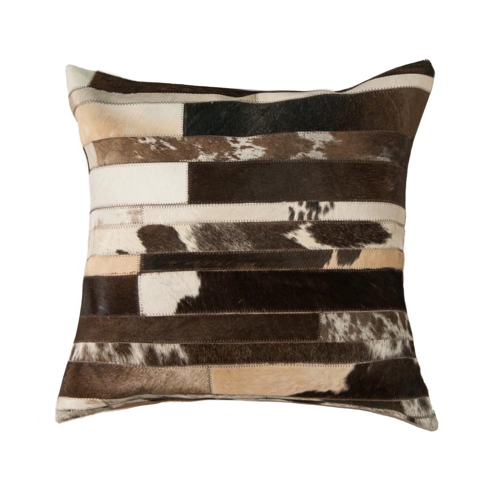 Natural Torino Classic Large Linear Cowhide Chocolate White