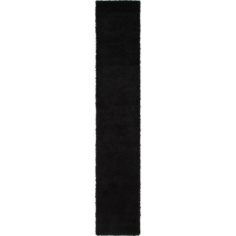 Unique Loom Solid Shag Jet Black 13 ft. Runner Rug-3140765 - The Home Depot