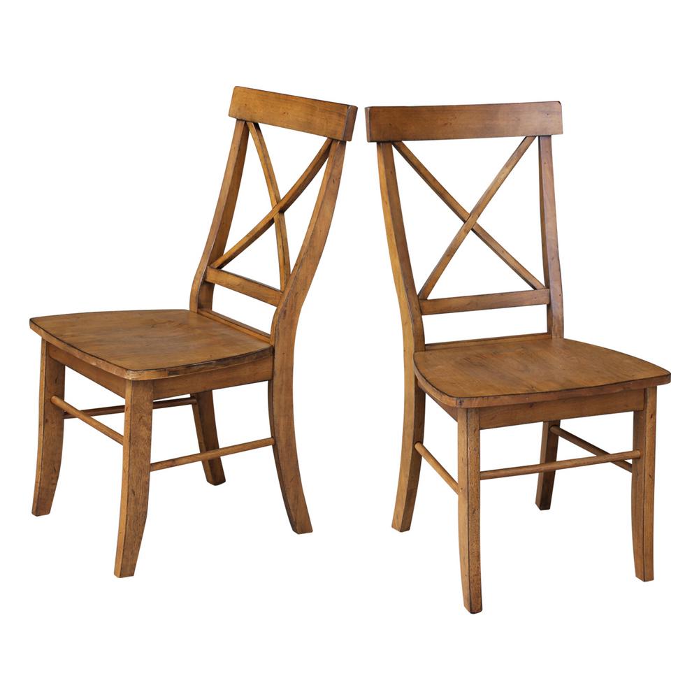 International Concepts Distressed Pecan X-Back Dining Chairs (set of 2