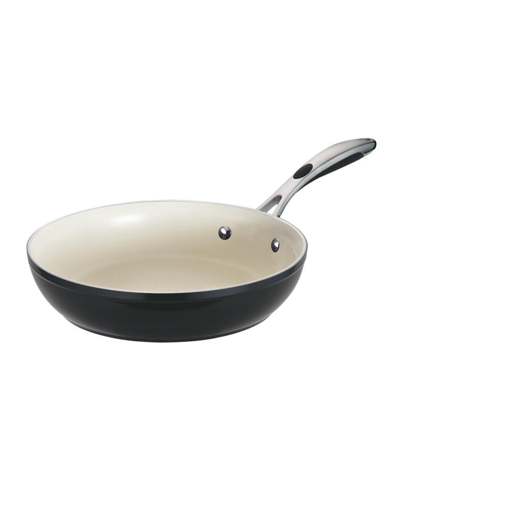 Gourmet Ceramica Deluxe 12 in. Aluminum Ceramic Nonstick Frying Pan in Metallic Black
