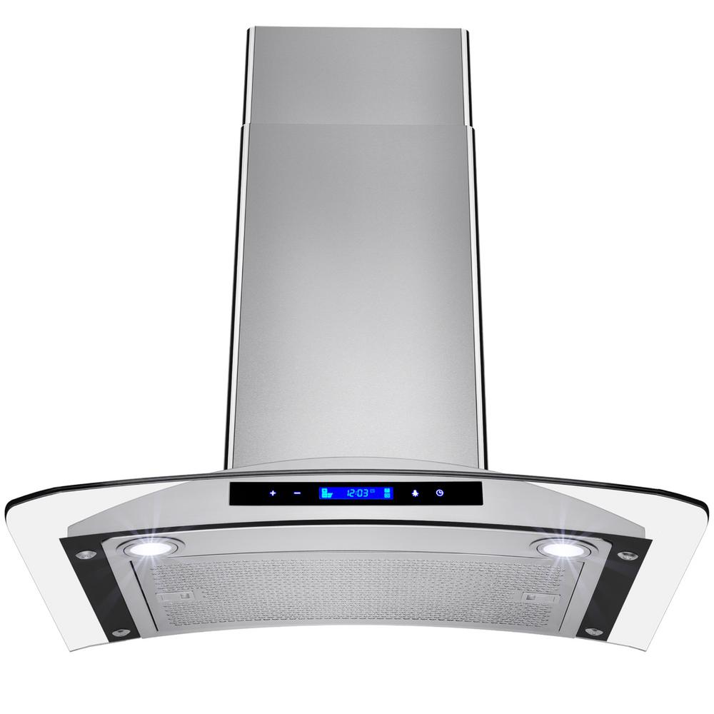 Akdy 30 In Convertible Kitchen Wall Mount Range Hood Stainless Convertible Kitchen Wall Mount Range Hood In Stainless Steel With Tempered Gl