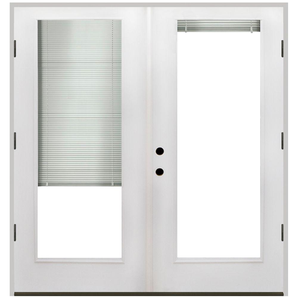 Steves Sons 72 In X 80 Primed White Fiberglass Prehung Left Primed White Fiberglass Prehung Left Hand Outswing Mini Blind Patio Door