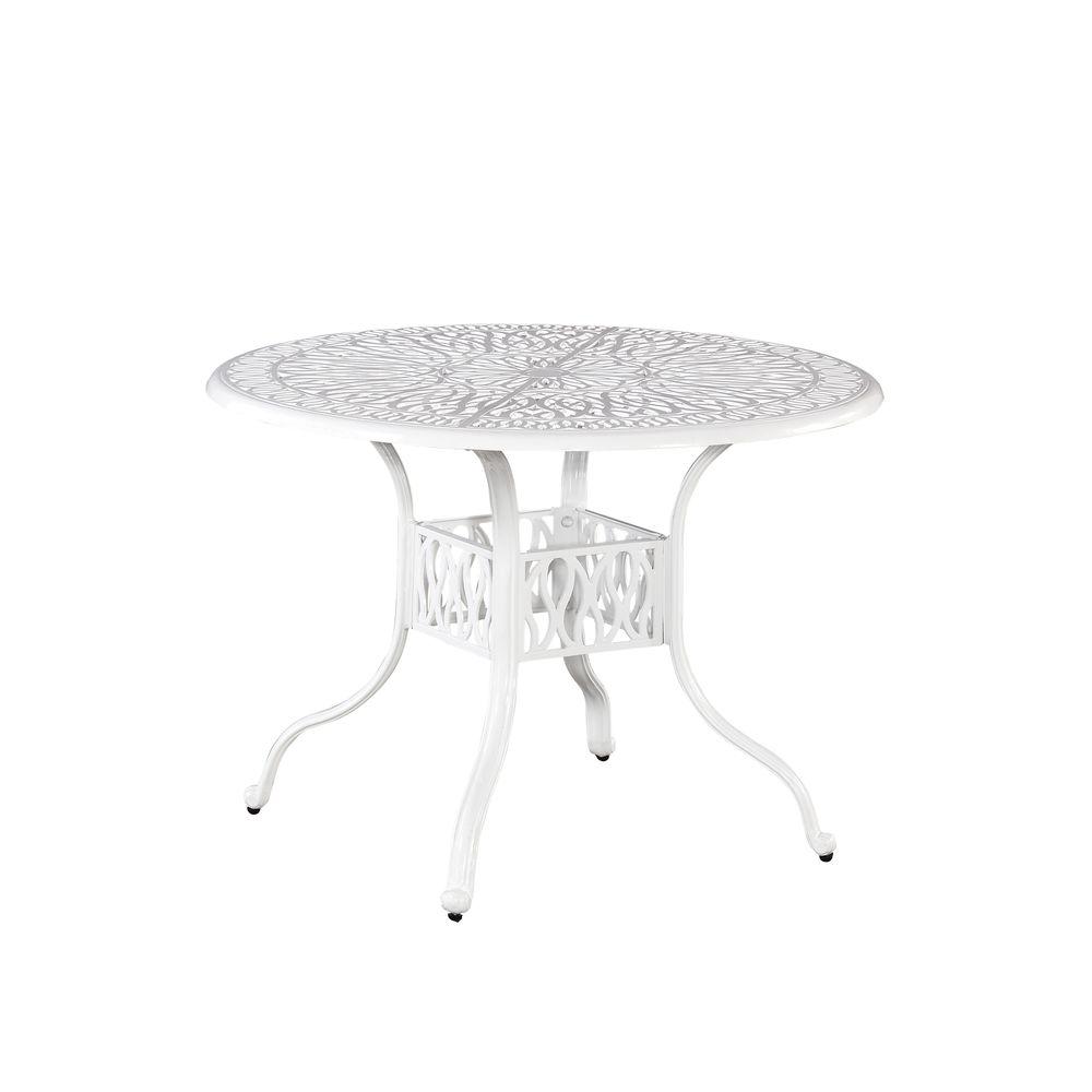 Round Cast Aluminum White Patio Dining Tables Patio Tables