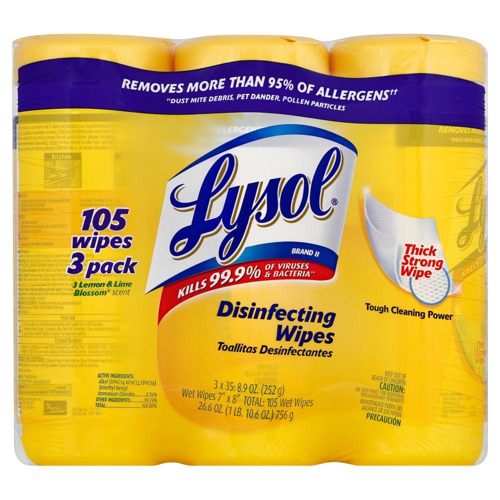 Lysol Lemon And Lime Blossom Scent Disinfecting Wipes 35 Count 3   Lysol Disinfecting Wipes 19200 82159 64 1000 