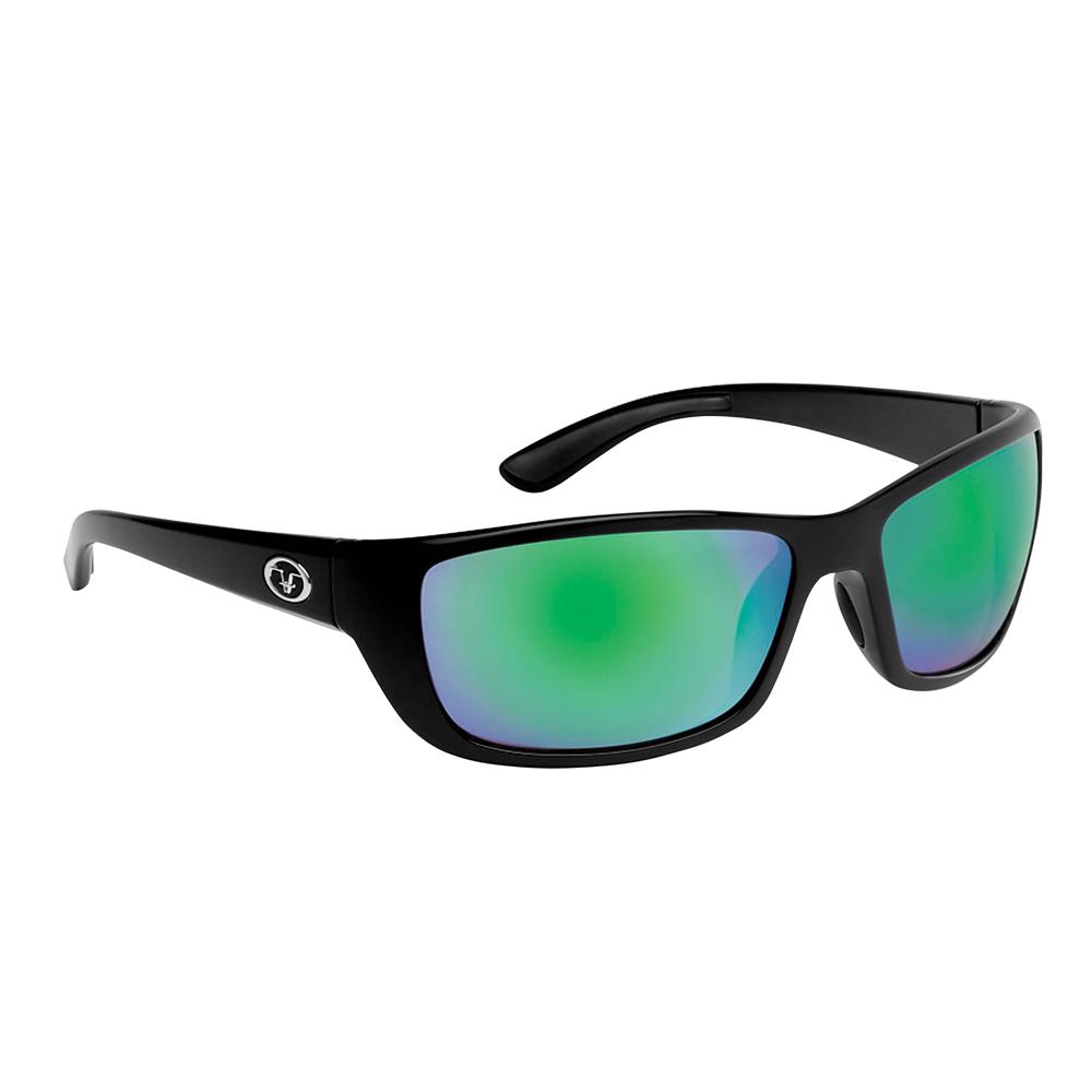 Flying Fisherman Cay Sal Polarized Sunglasses - Matte Black/Amber Green Mirror