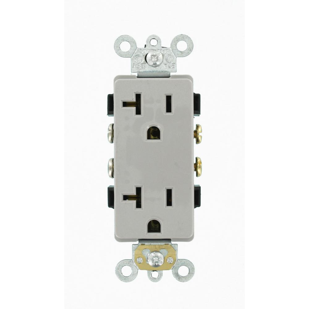 Leviton Decora Plus 20 Amp Commercial Grade Self Grounding Duplex Outlet, Gray-16342-GY - The ...