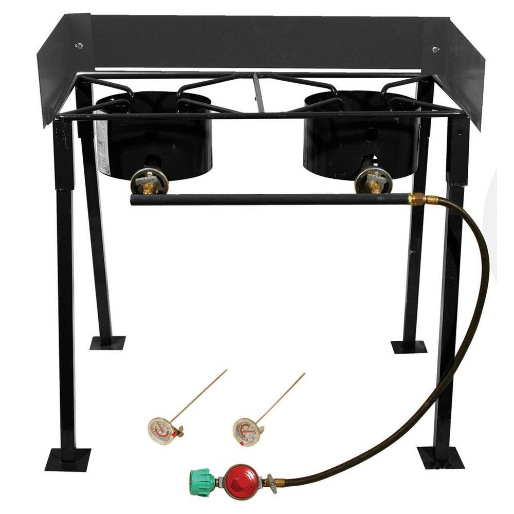 54 000 Btu Heavy Duty Portable Propane Gas Double Burner Outdoor Cooker