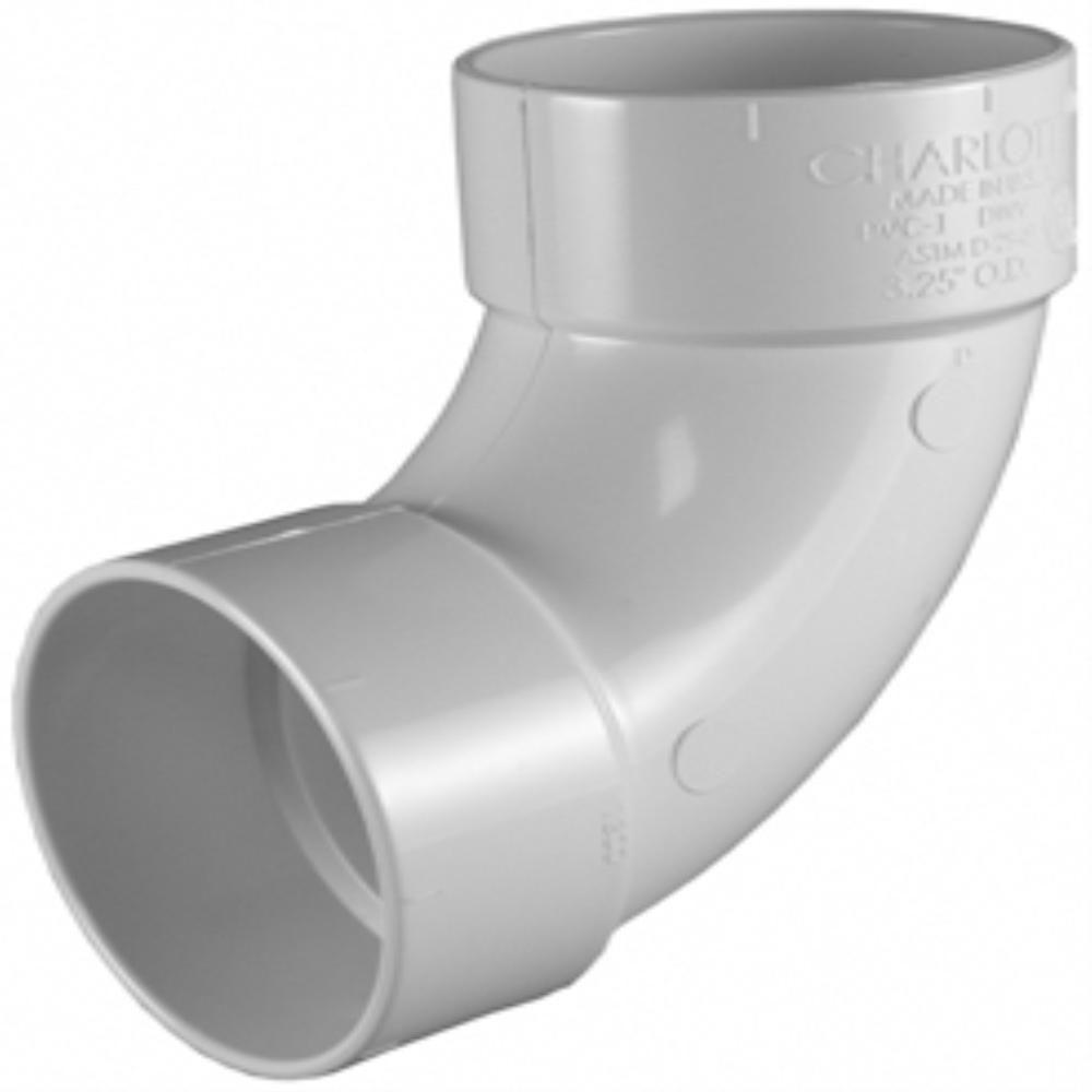Charlotte Pipe 3 in. PVC Schedule. 30 ThinWall 90Degree H x H Elbow FittingPVC 01300 0600HD