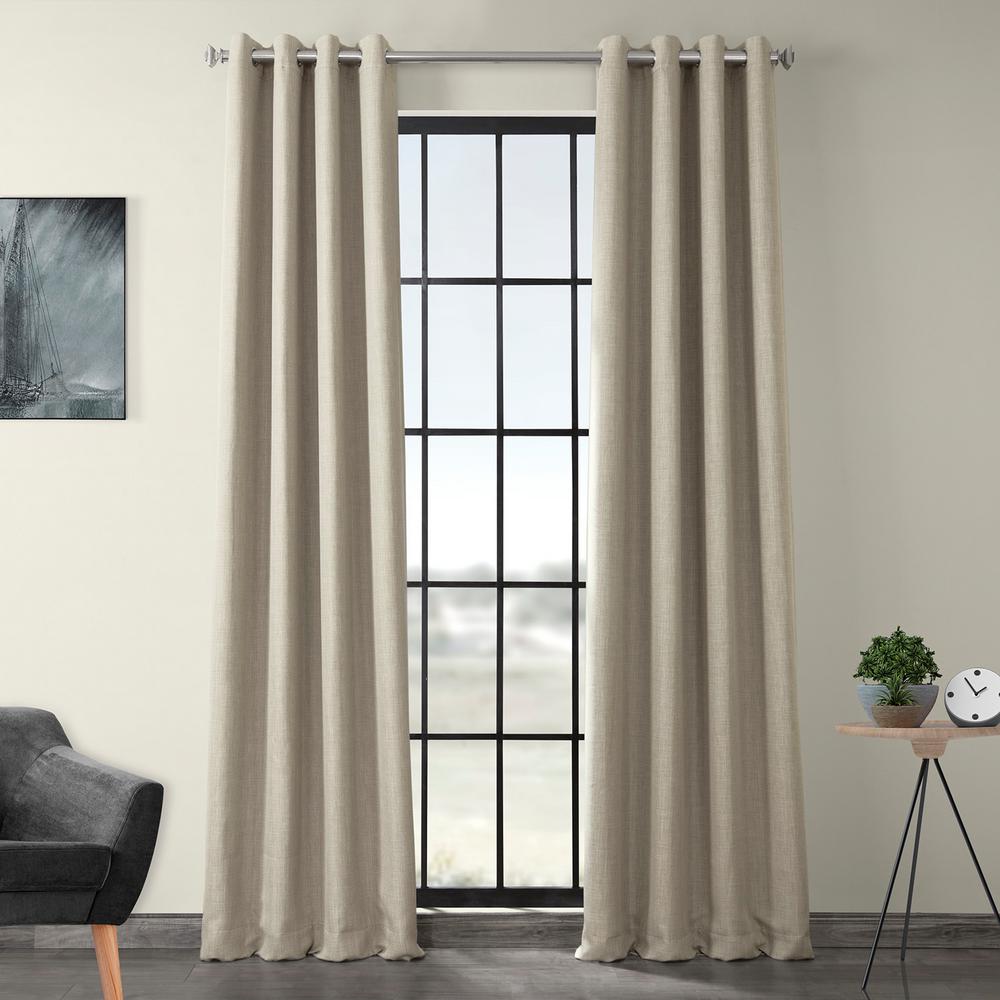 Exclusive Fabrics Furnishings Oatmeal Beige Faux Linen Grommet