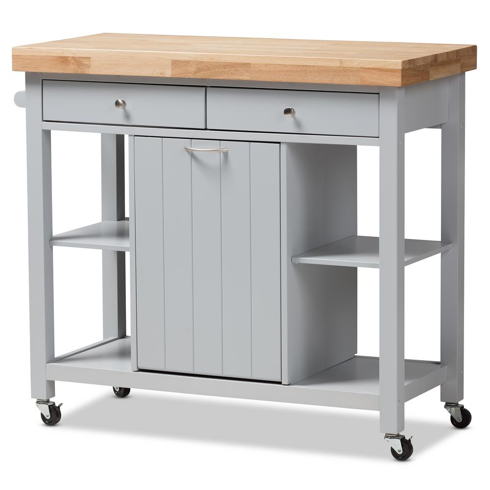 Baxton Studio Hayward Gray Kitchen Cart With Pull Out Garbage Bin 143   Gray Baxton Studio Kitchen Carts 143 7947 Hd C3 145 