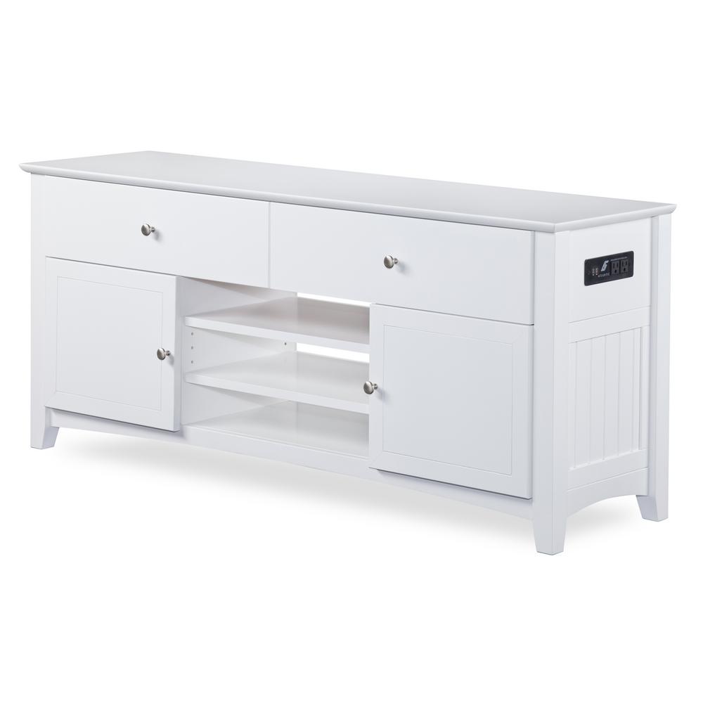 Atlantic Furniture Nantucket 2 Drawer 26 In X 60 In White Tv