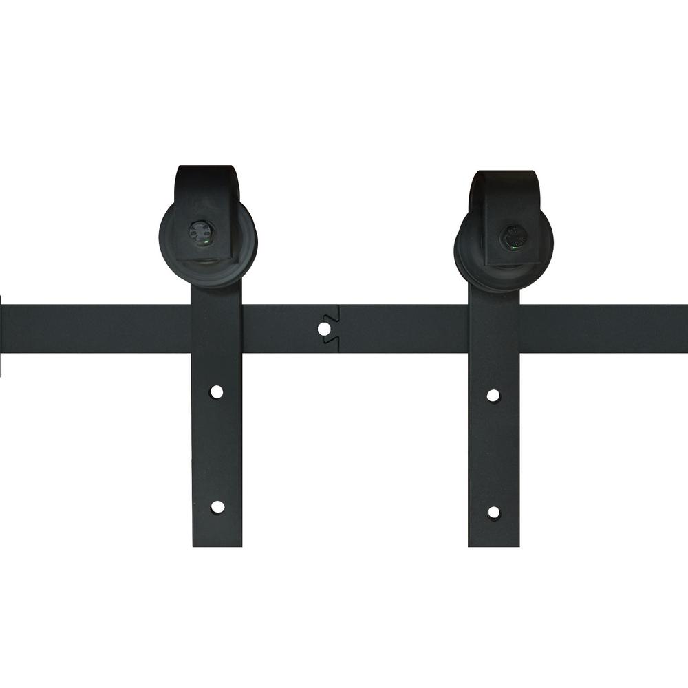 Kimberly Bay 72 in. x 2.5 in. Black Metal Barn Door Sliding Door Hardware KitDBAH2B The Home