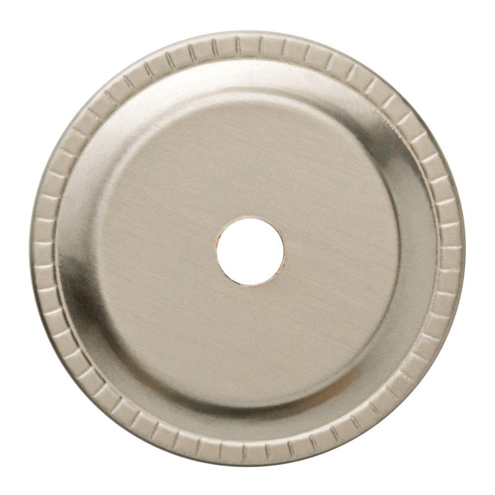 Liberty 1 1 4 In Satin Nickel Ribbed Edge Cabinet Knob Backplate