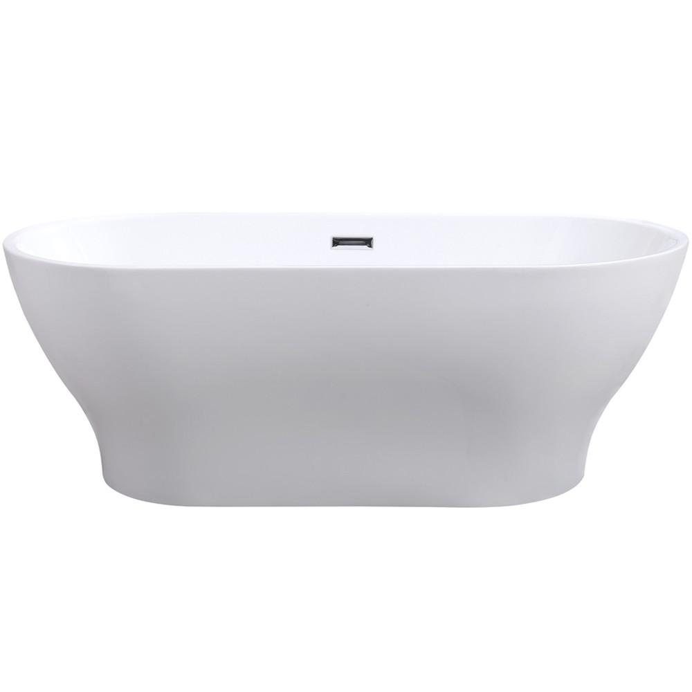 Ariel 67 In Acrylic Center Drain Oval Flat Bottom Freestanding Bathtub In White Ps002a 6731 The Home Depot