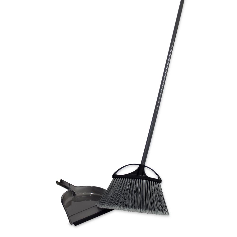 Large 12-inch Angle Broom with Extendable Orange//Black Handle 2 pack