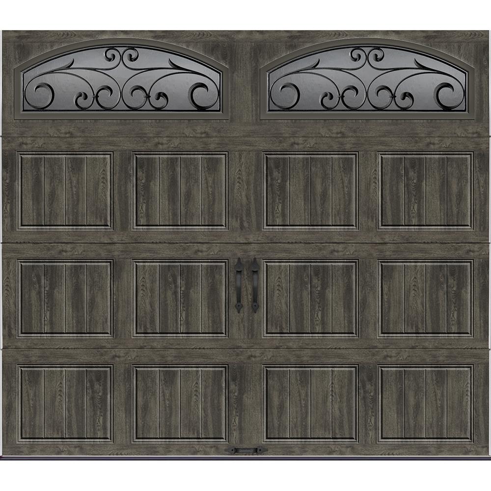 Clopay Gallery Collection 8 Ft X 7 Ft 6 5 R Value Insulated Ultra Grain Slate Garage Door With Decorative Window