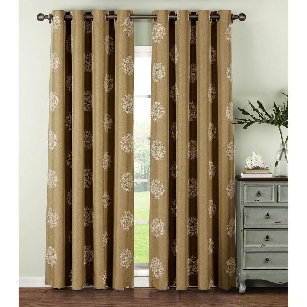 Window Elements Semi Opaque Venice Embroidered Faux Linen Extra