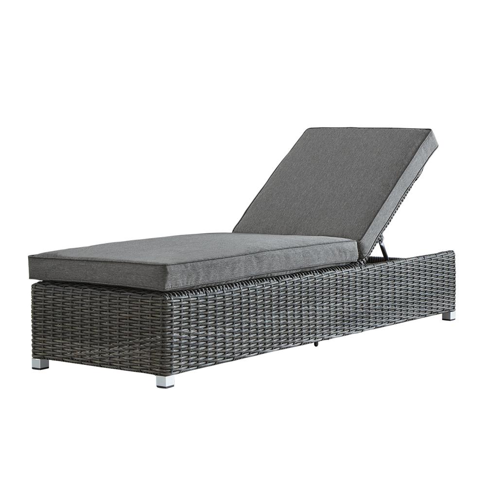 Homesullivan Camari Charcoal Wicker Adjule Outdoor Chaise Lounge Camari Charcoal Wicker Adjule Outdoor Chaise Lounge Chair With Gray Cushion