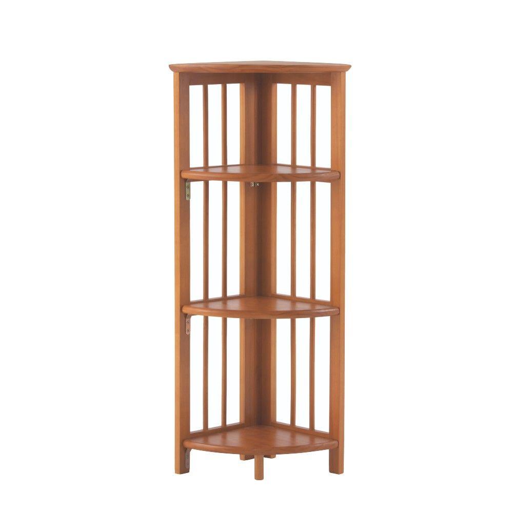 Home Decorators Collection Walnut Folding Corner Open Bookcase