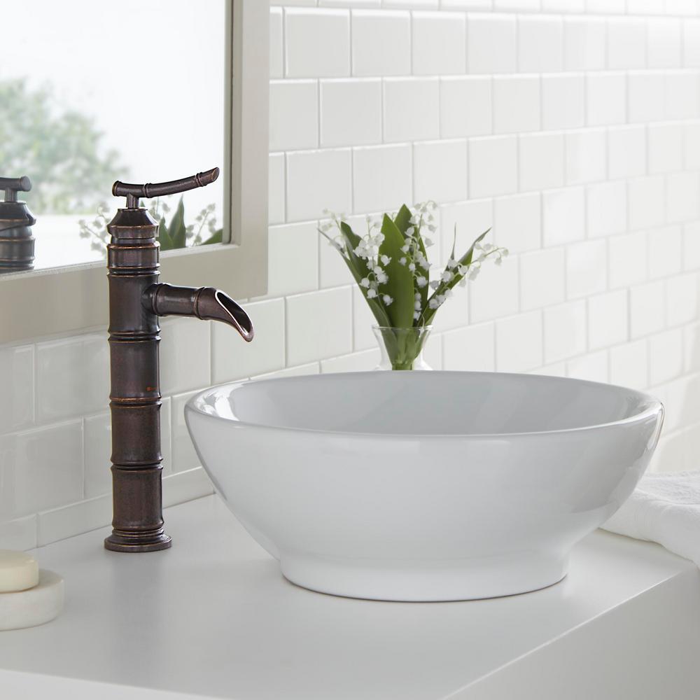 Glacier Bay Bamboo Single Hole Single Handle Vessel Bathroom