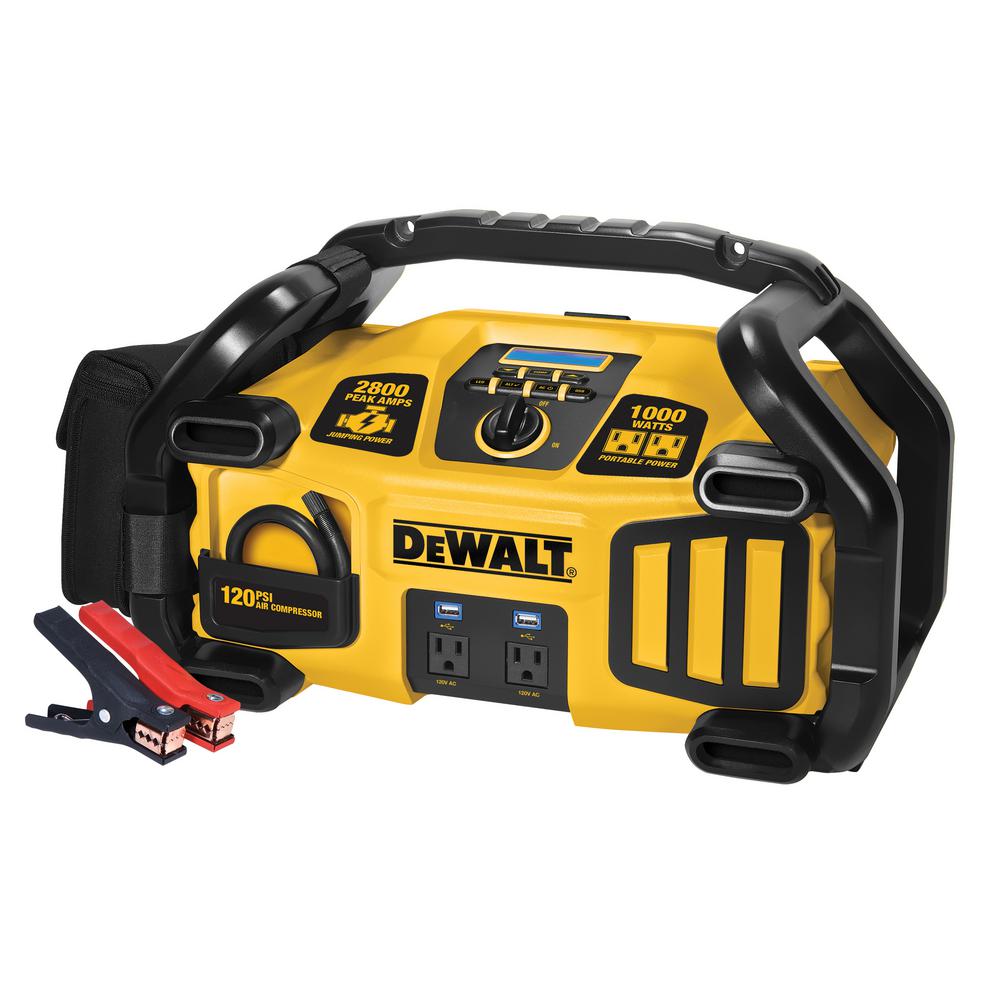 DEWALT 2800 Peak Amp Jump Starter 1000-Watt Power Inverter with Digital