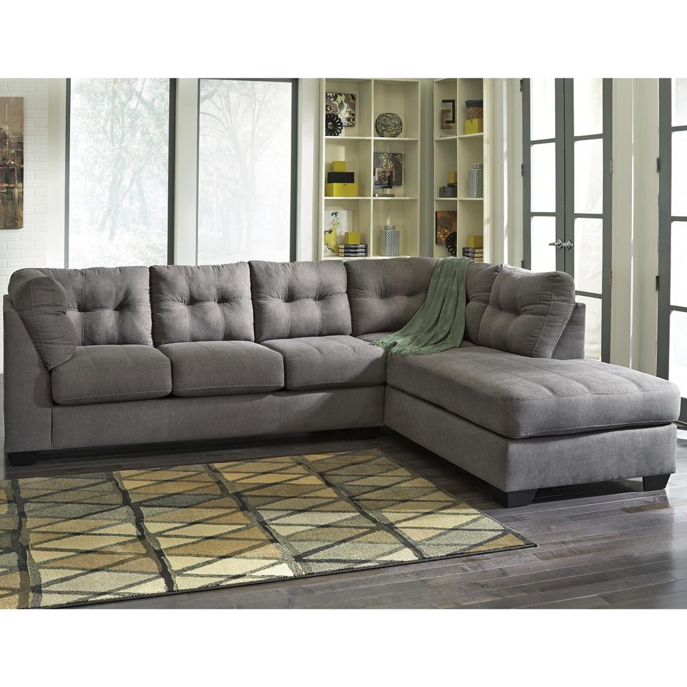 Microfiber Sectionals Living Room Furniture The Home Depot Benchcraft Maier Charcoal Microfiber Sectional With Right Side Facing Chaise