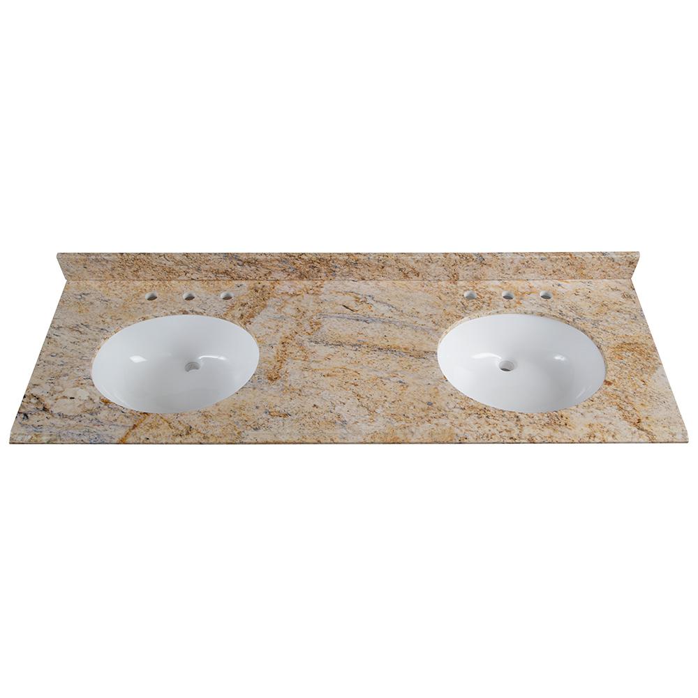 St Paul 61 In X 22 In Stone Effects Double Sink Vanity Top In Tuscan Sun With White Sinks