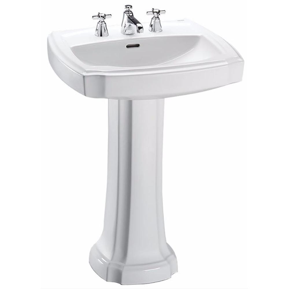 Toto Guinevere 25 In Pedestal Combo Bathroom Sink With 8 In Faucet Holes In Cotton White