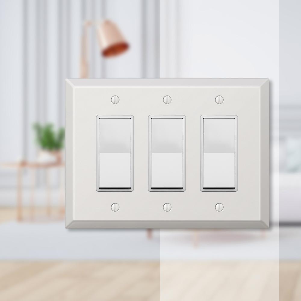 White 3Gang Rocker Light Switch Plates Light Switch Plates The
