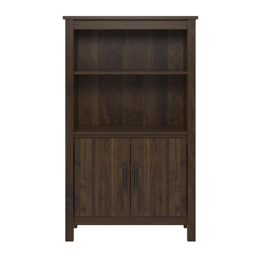 SystemBuild Meadow Ridge Walnut 3-Shelf Bookcase with ...