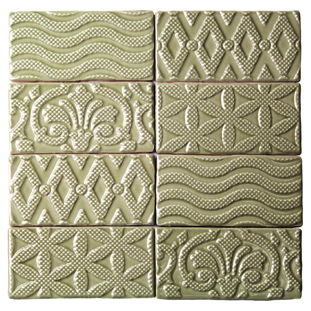 Ivy Hill Tile Catalina Deco Kale 3 In X 6 8 Mm Ceramic Wall Catalina Deco Kale 3 In X 6 8 Mm Ceramic Wall Subway Tile