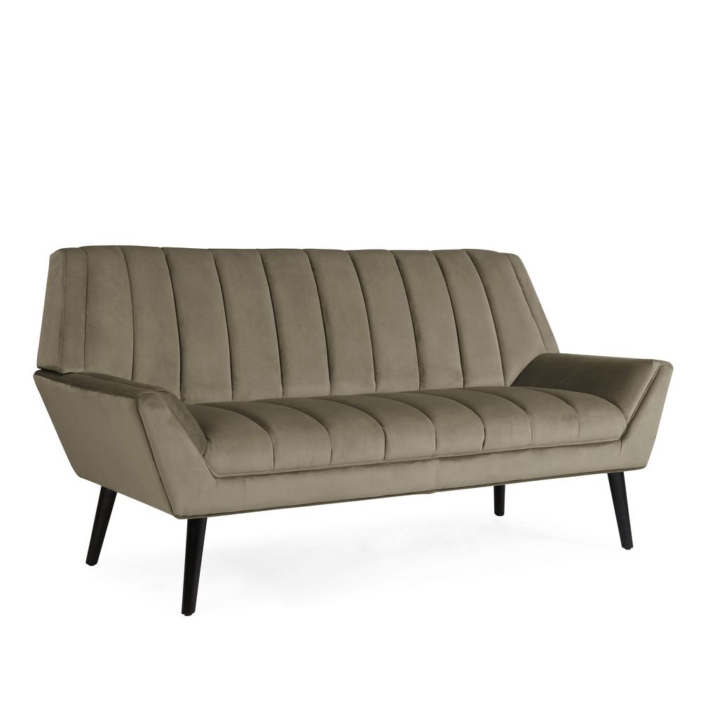 Handy Living Houston Mink Gray Velvet Mid Century Modern Arm Sofa Gray Velvet Mid Century Modern Arm Sofa