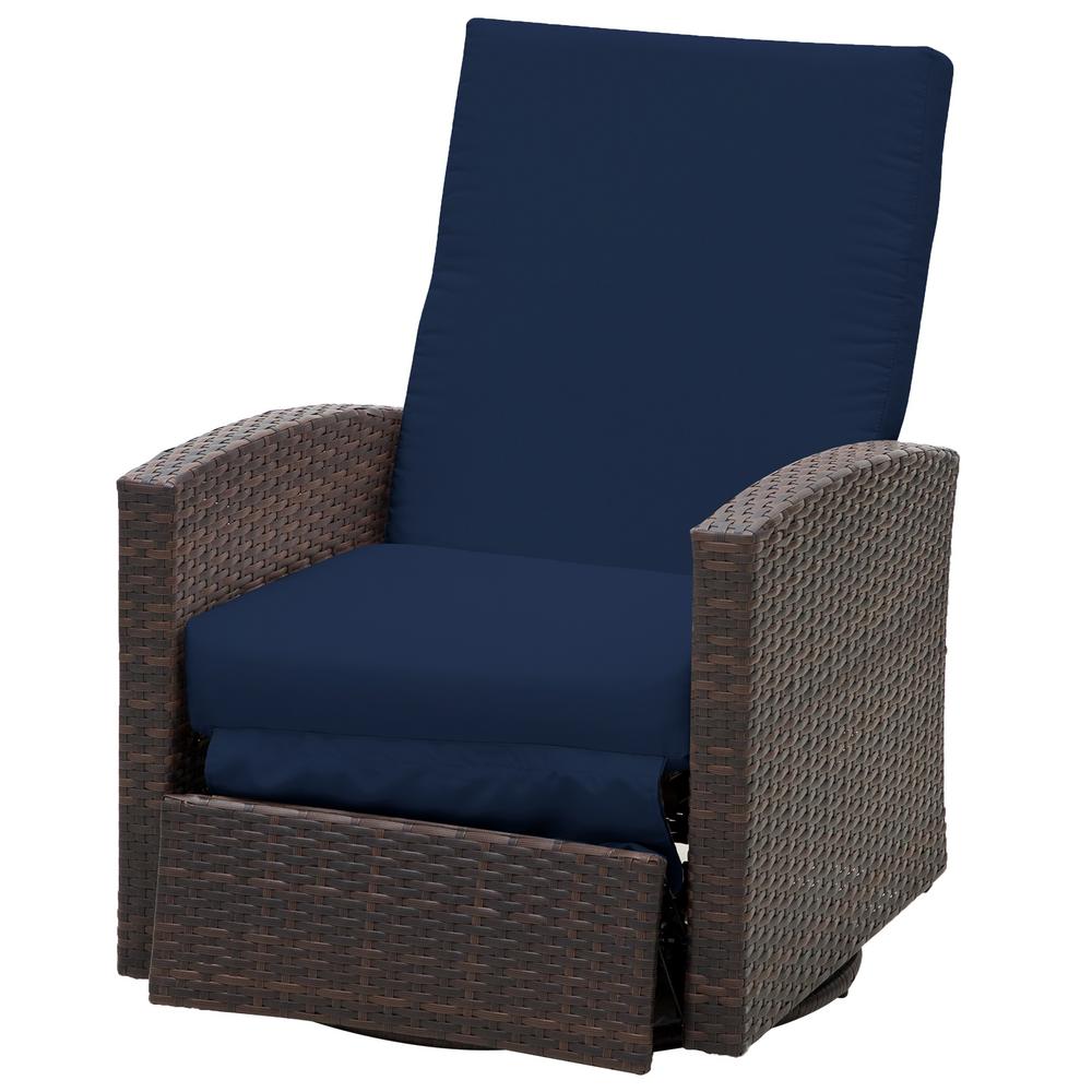Outsunny Plastic Rattan Wicker Swivel Outdoor Recliner Lounge Chair