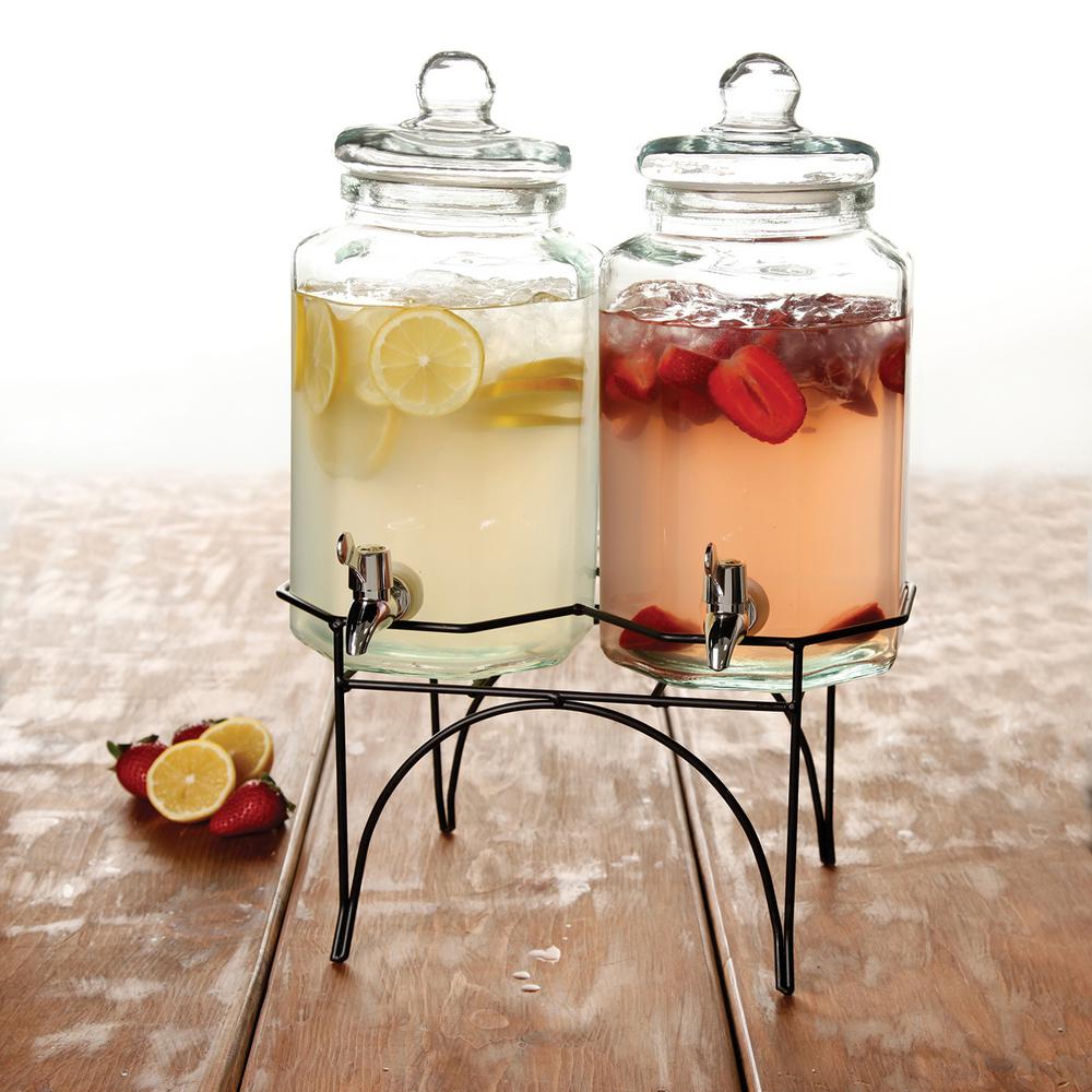 Gibson Home Party Duo Twin 4 Qt. Glass Beverage Dispenser 985100631M