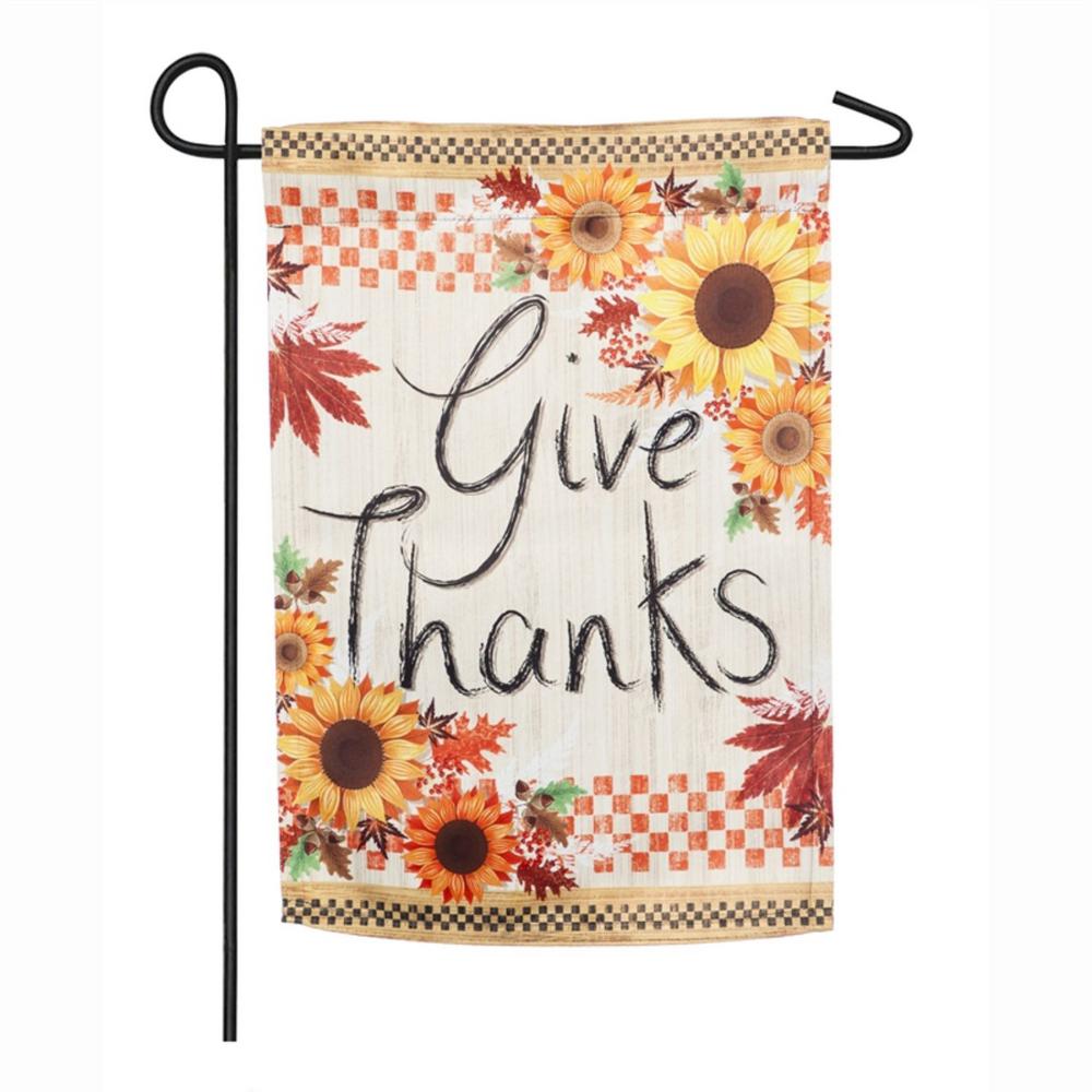 Evergreen 12.5 in. x 18 in. Give Thanks Garden Suede Flag-14S8145 - The ...