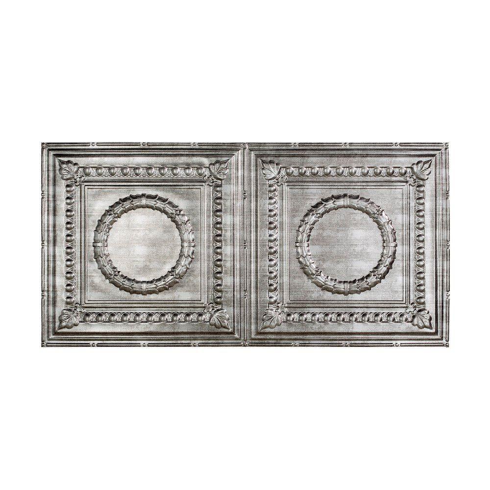 Fasade Rosette 2 Ft X 4 Ft Vinyl Glue Up Ceiling Tile In