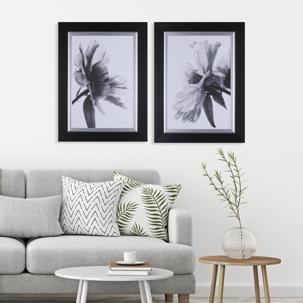 24.75 in. x 32.75 in. Black and White Floral IV, Framed Printed Paper ...