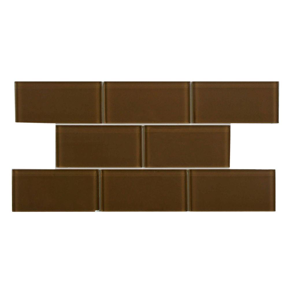Rectangle Fireplace Brown Tan Glass Tile Tile The Home Depot