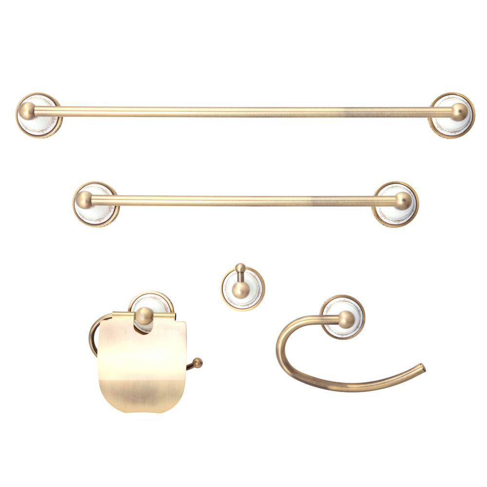 Dyconn Arlington Series 5-Piece Bath Accessory in Antique Brass by Dyconn