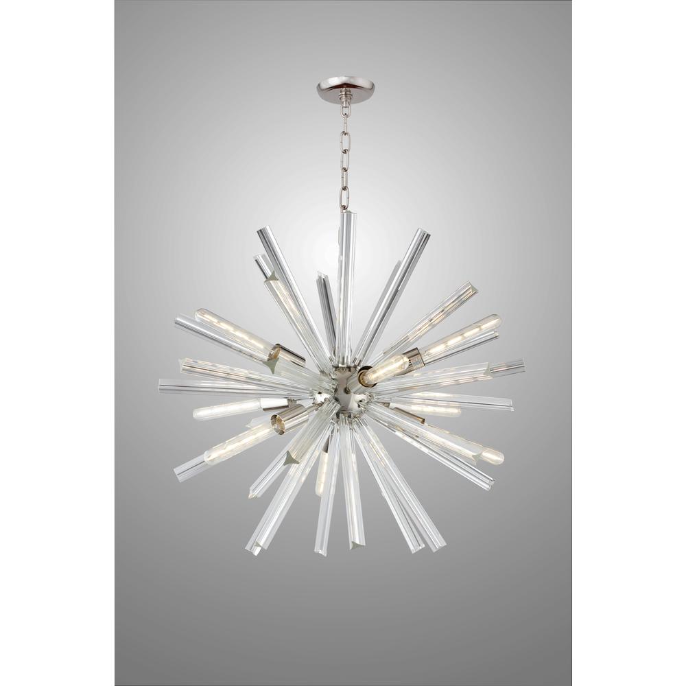 Hardwired Crystal Mid Century Modern Chandeliers Lighting Sputnik 9 Light Polished Nickel Chandelier