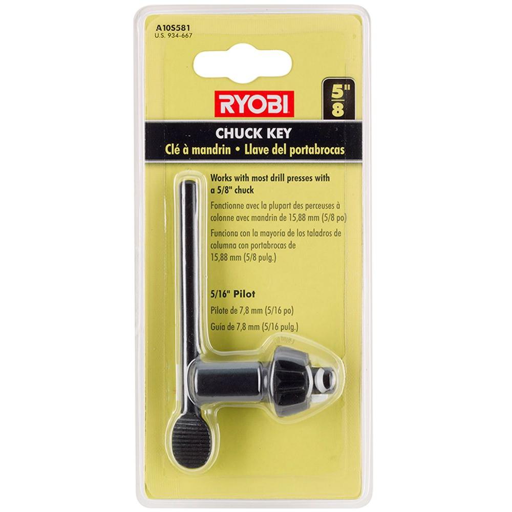 Ryobi 5/8 in. Black Metal Chuck Key with 5/16 in. PilotA10S581 The