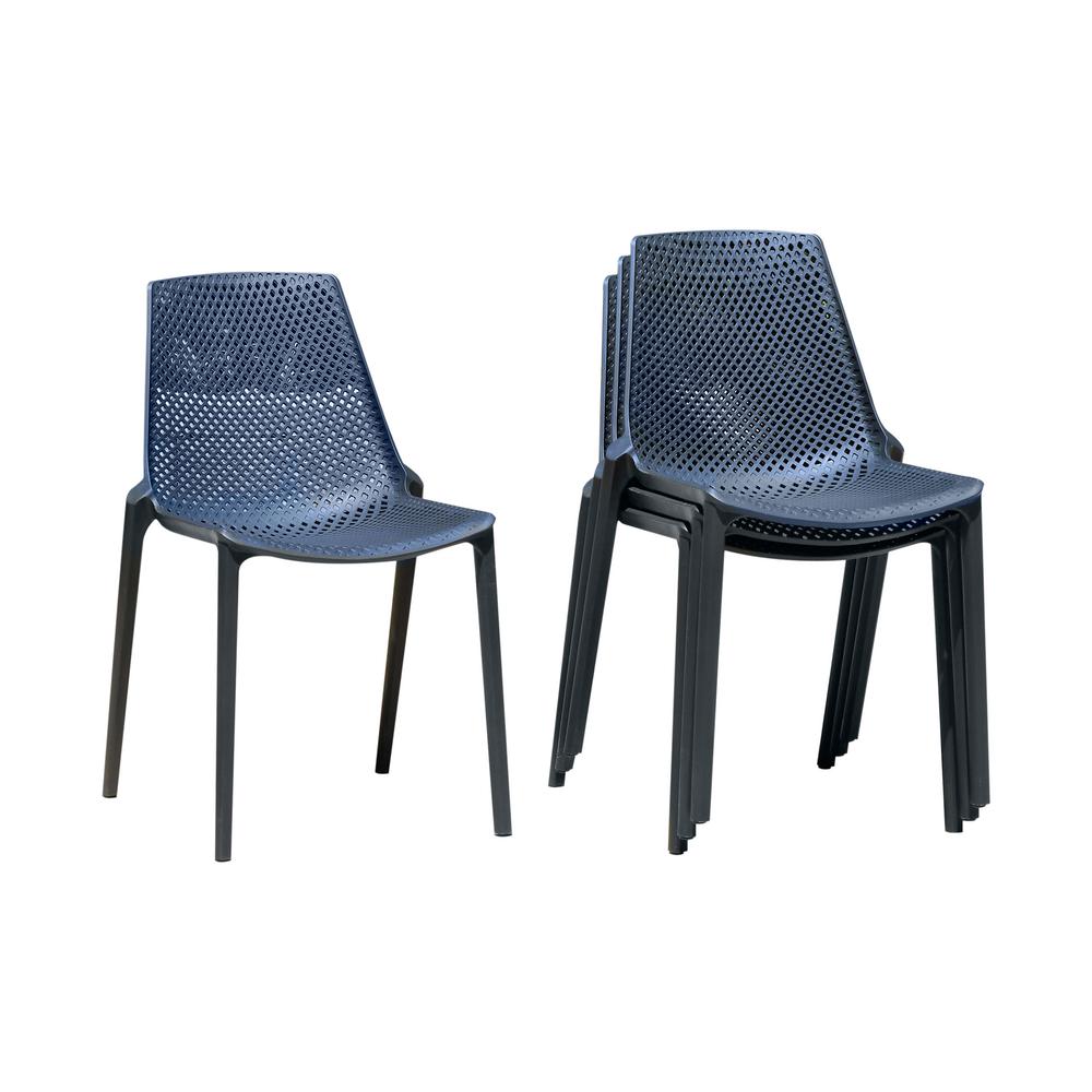 Atlantic Bilbao Stackable Plastic Outdoor Dining Chair in Grey (4-Pack