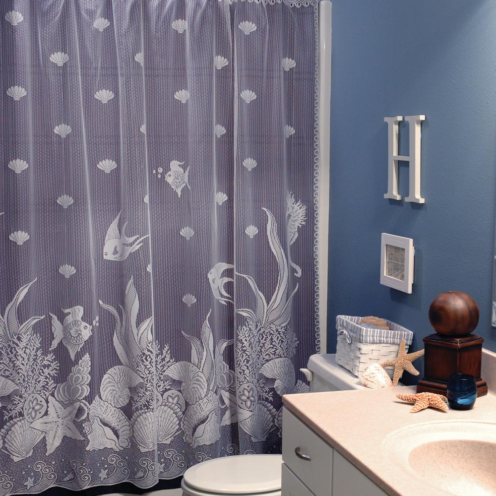 Heritage Lace Seascape 72 In W X 72 In L White Lace Shower