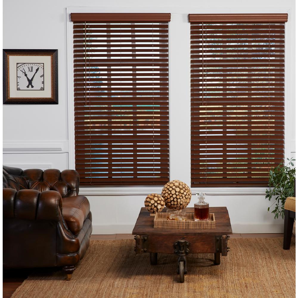 Perfect Lift Window Treatment CuttoWidth Dark Oak 2in. Cordless Faux
